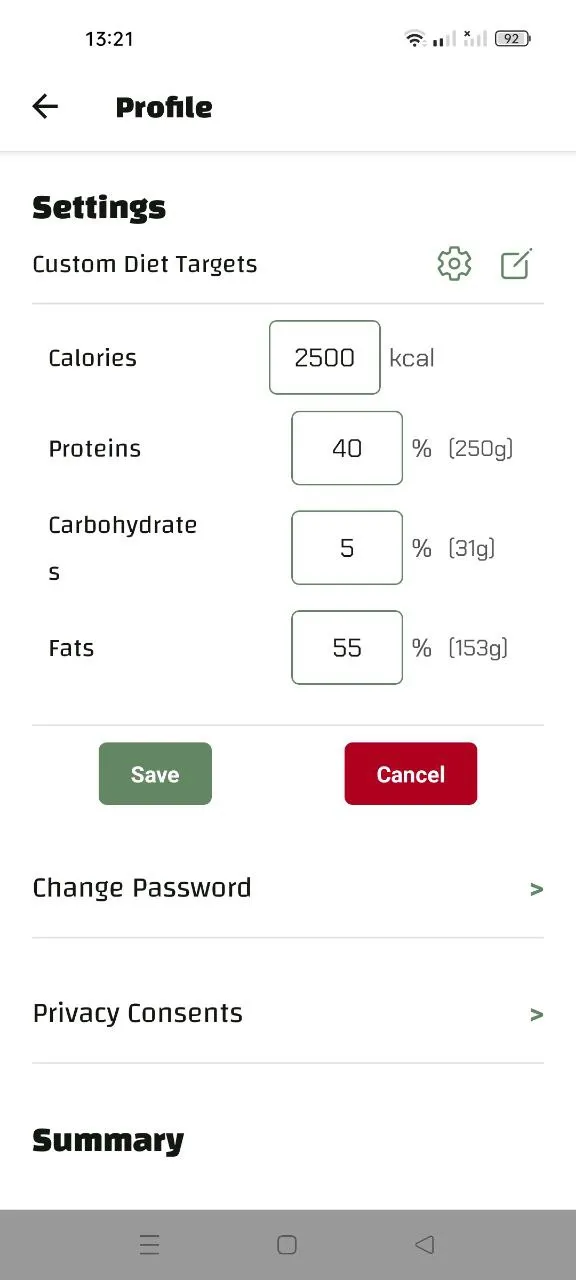 Luminatens app screen - Profile Setup